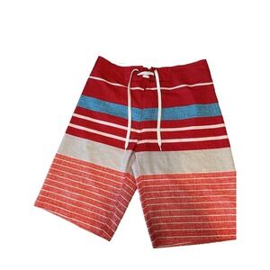 Old Navy California Men's Active Shorts Swim Trunks Size 28 Red Stripe Fast Ship